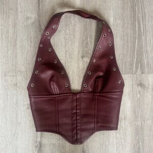 Princess Polly Palladia Pu Jordy Corset Burgundy